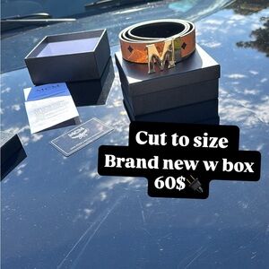 MCM  Belt with Gold M Buckle